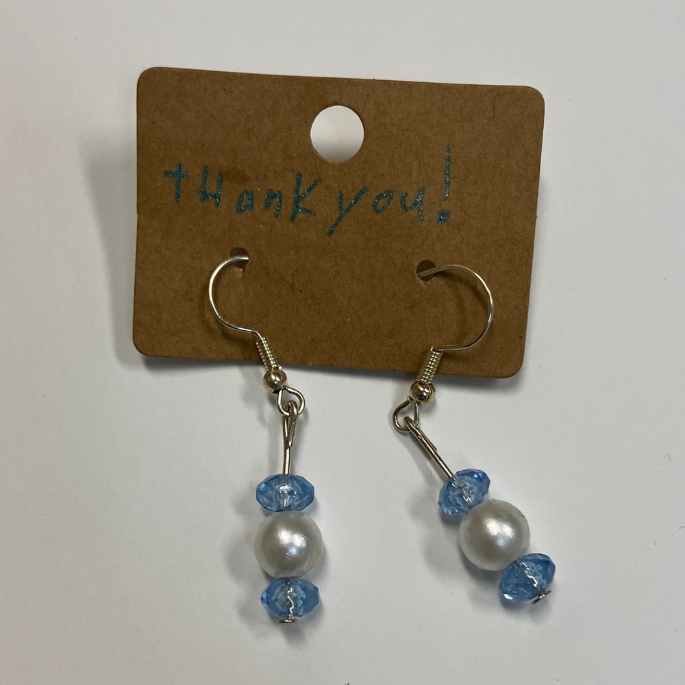 Chic Blue and White Beaded Earrings